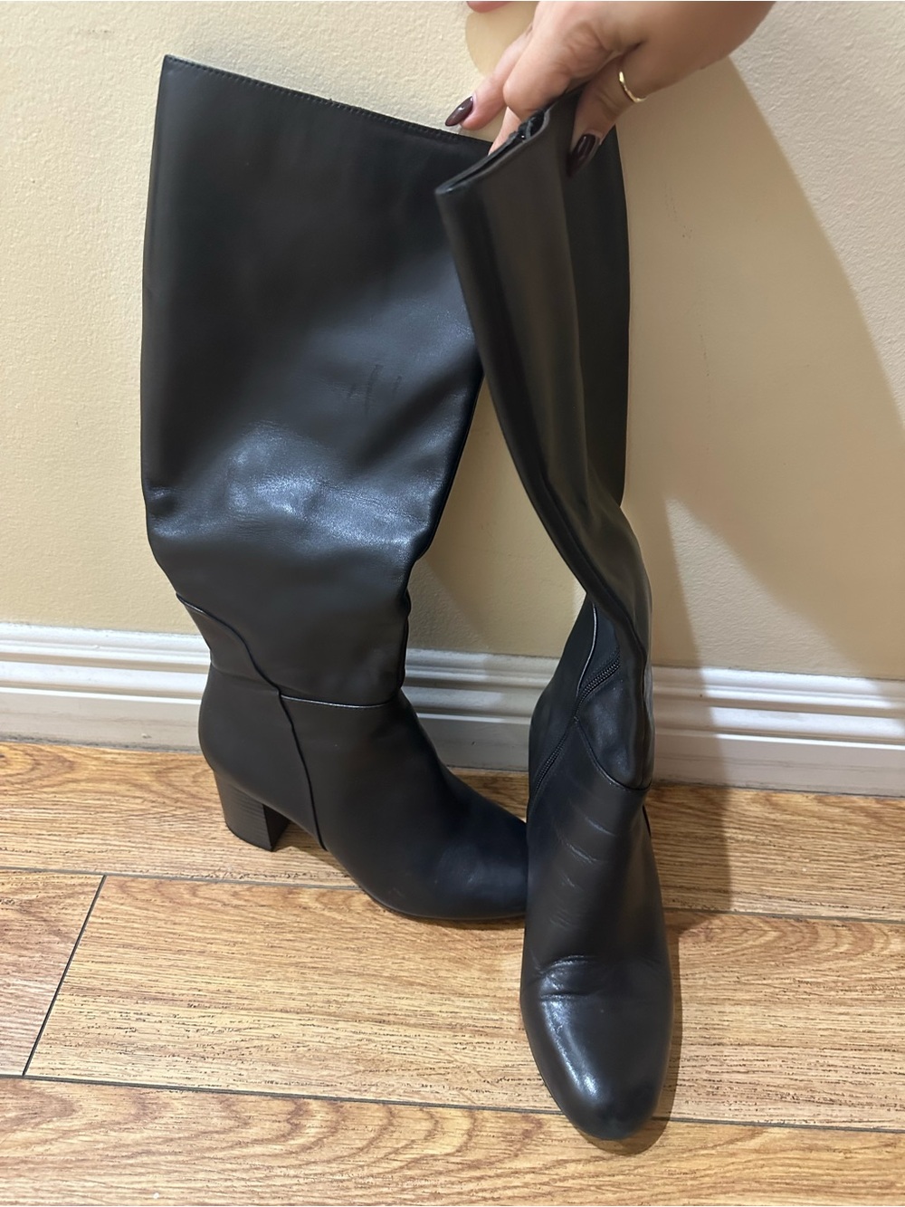 INC International Concepts Black Over-the-Knee Block Heel Boots